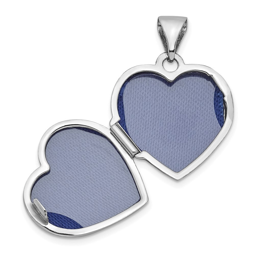 White Gold Polished Reversible Floral Heart Locket Pendant - Model XL306 - Charlie & Co. Jewelry