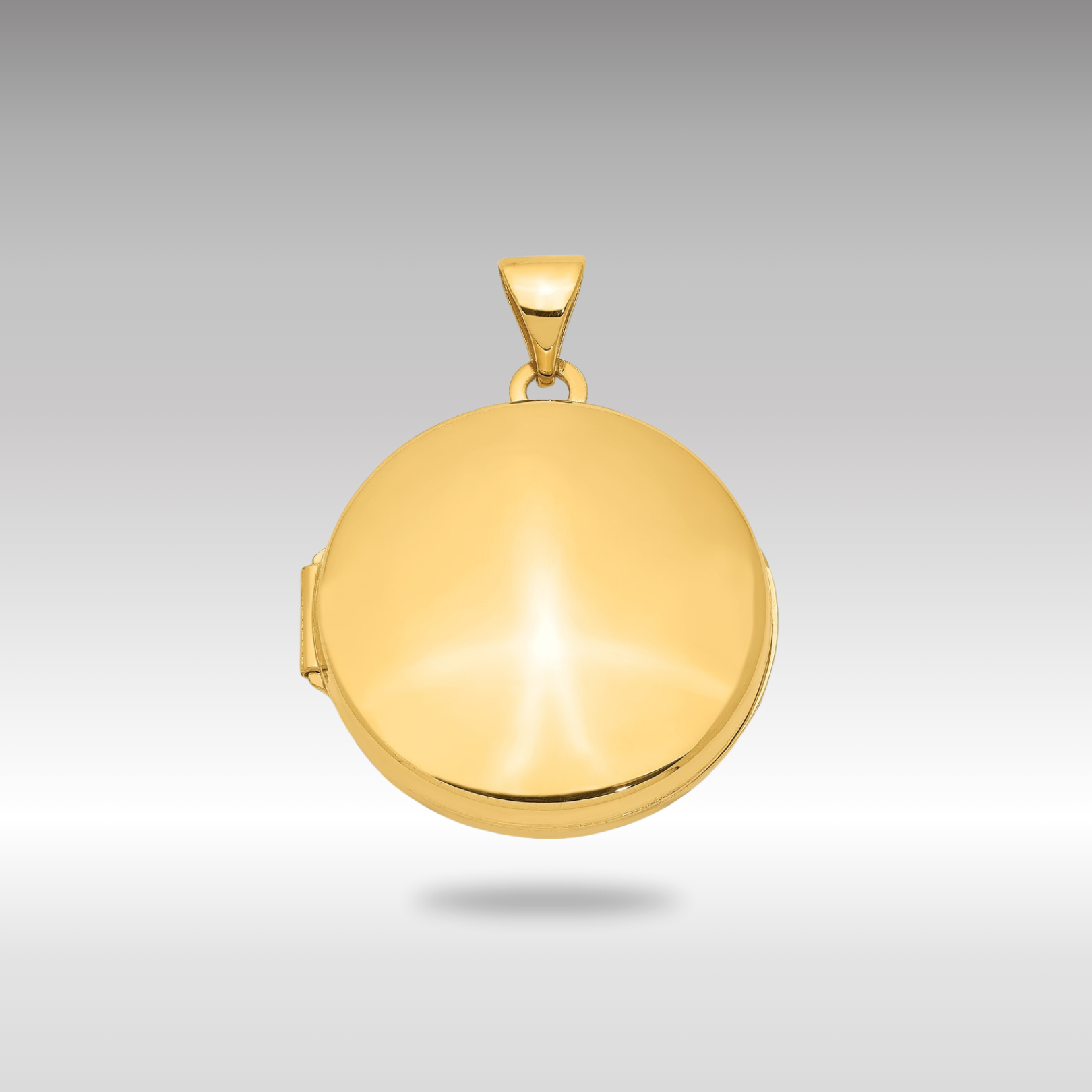 14K Gold 20mm Round Plain Domed Locket Pendant Model XL562
