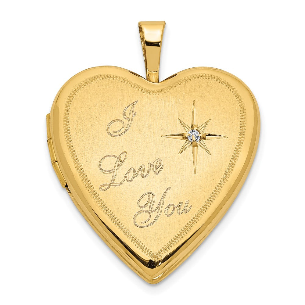 Charlie & Co Jewelry | 14k 20mm Diamond Satin I Love You Heart Locket - Model XL600