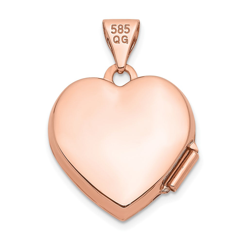 Rose Gold Textured Double Heart Scroll Design 15mm Heart Locket - Model XL659 - Charlie & Co. Jewelry