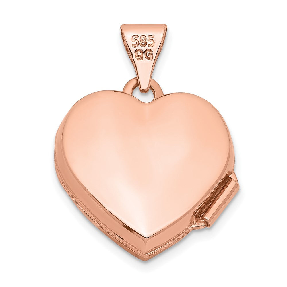 Rose Gold 15mm Plain Heart Locket Pendant - Model XL660 - Charlie & Co. Jewelry