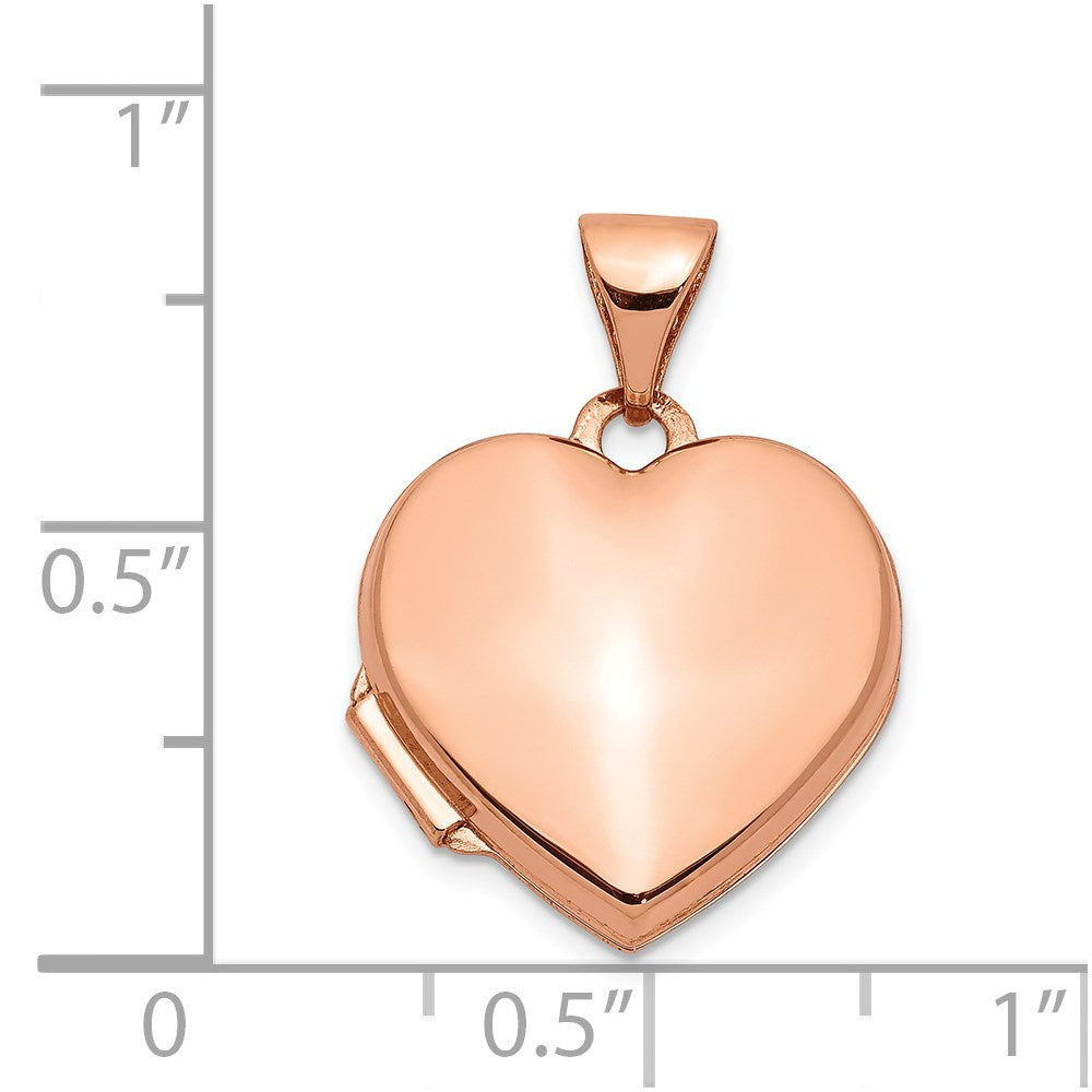 Rose Gold 15mm Plain Heart Locket Pendant - Model XL660 - Charlie & Co. Jewelry