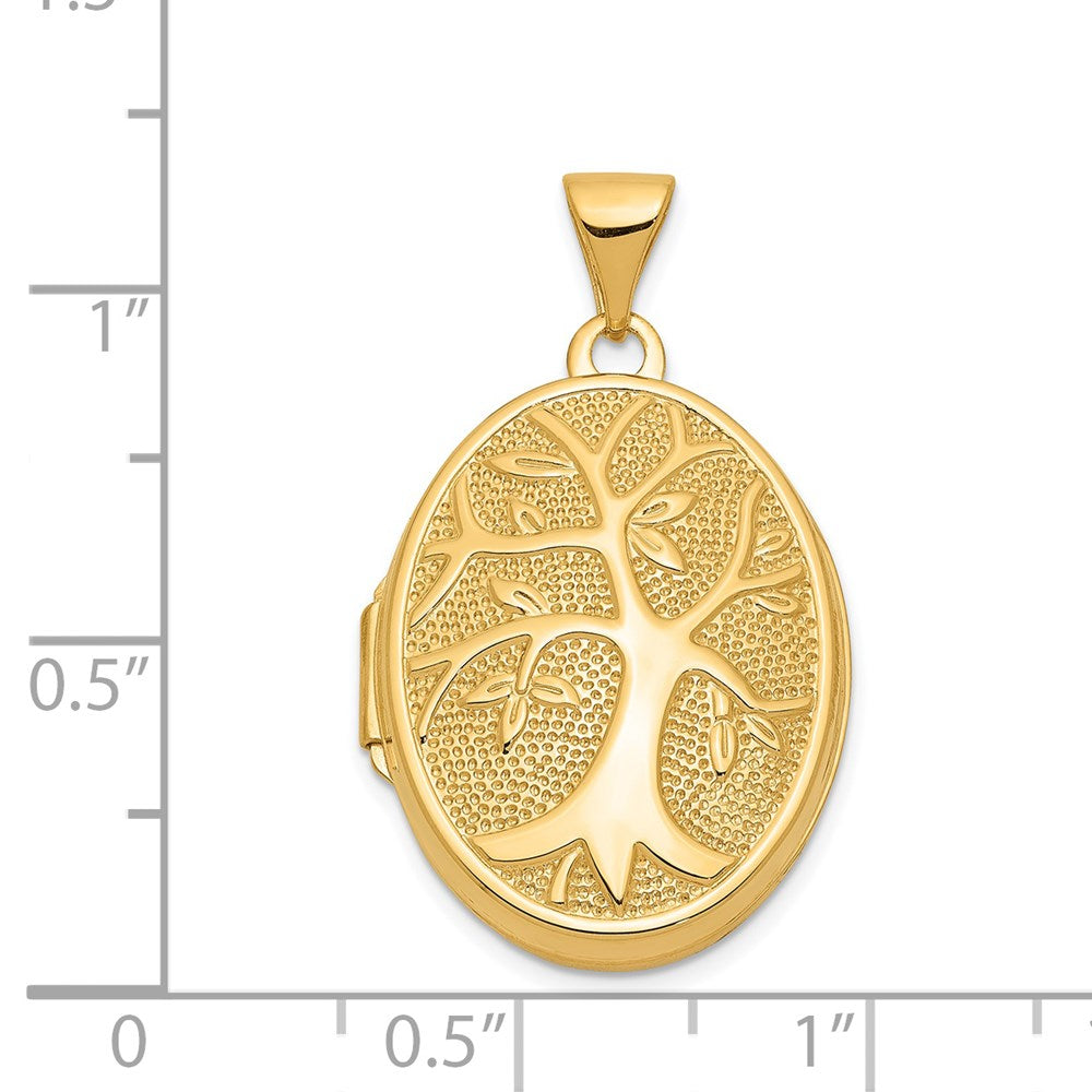Gold 21x16mm Oval Tree Locket Pendant - Model XL698 - Charlie & Co. Jewelry