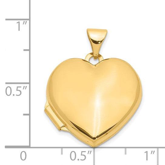 Gold 18mm Domed Heart Locket Pendant - Model XL72 - Charlie & Co. Jewelry