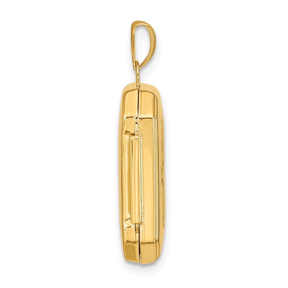 Gold Diamond-cut Brushed 20mm Rectangular Locket Pendant - Model XL822 - Charlie & Co. Jewelry