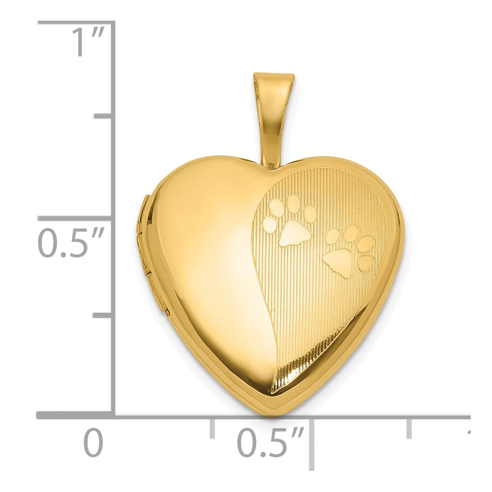14k Gold Paw Print Heart Locket Necklace - Charlie & Co. Jewelry