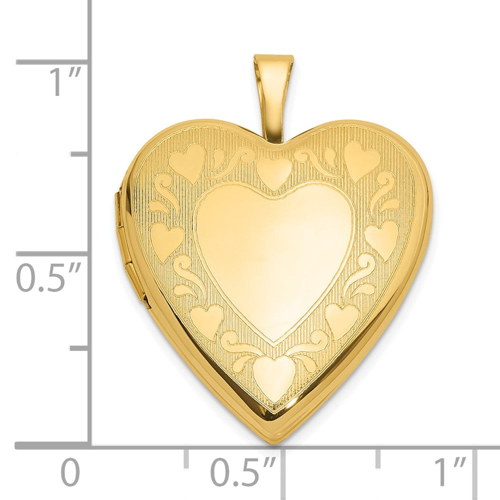 Gold Textured and Polished Heart Design 20mm Heart Locket - Model XL851 - Charlie & Co. Jewelry