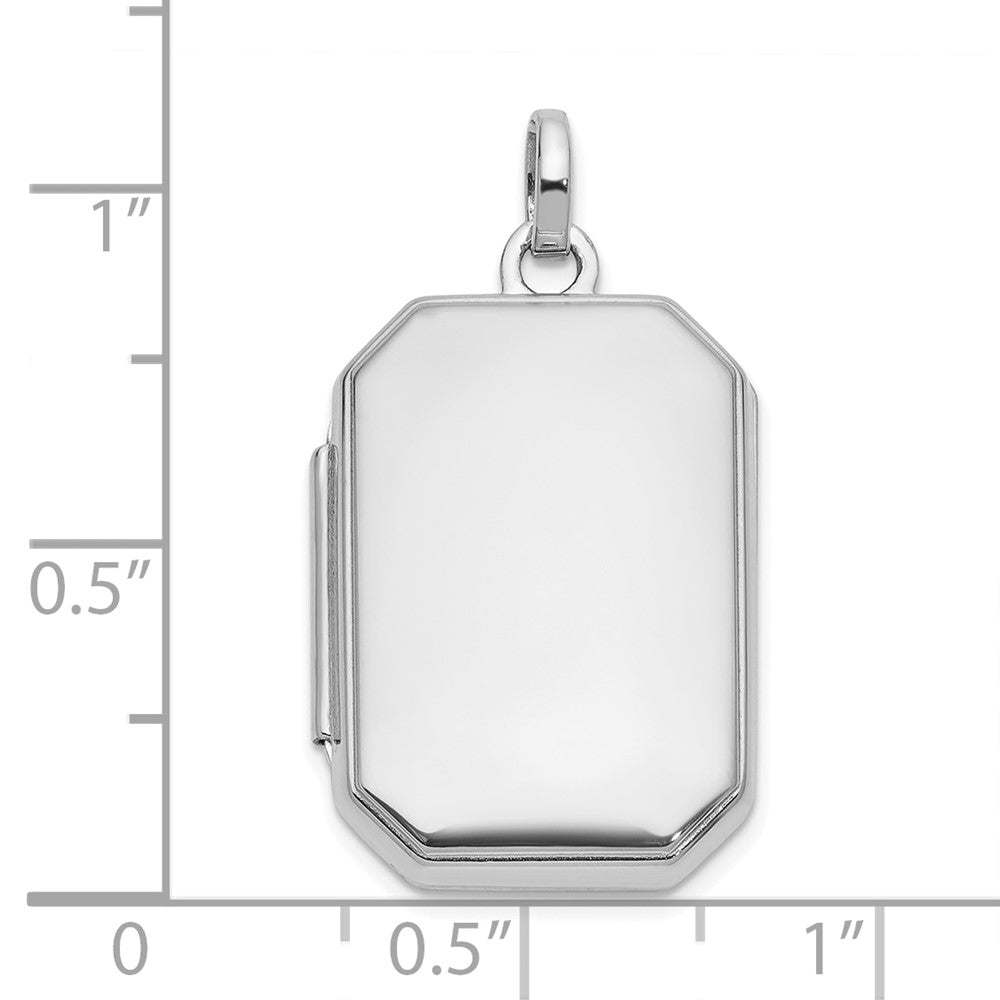 White Gold Polished 20x15mm Curved Rectangle Locket - Model XL873W - Charlie & Co. Jewelry