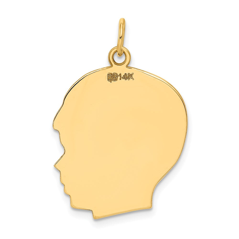 Charlie & Co Jewelry | 14k Plain Large .035 Gauge Facing Right Engravable Boy Head Charm - Model XM116/35