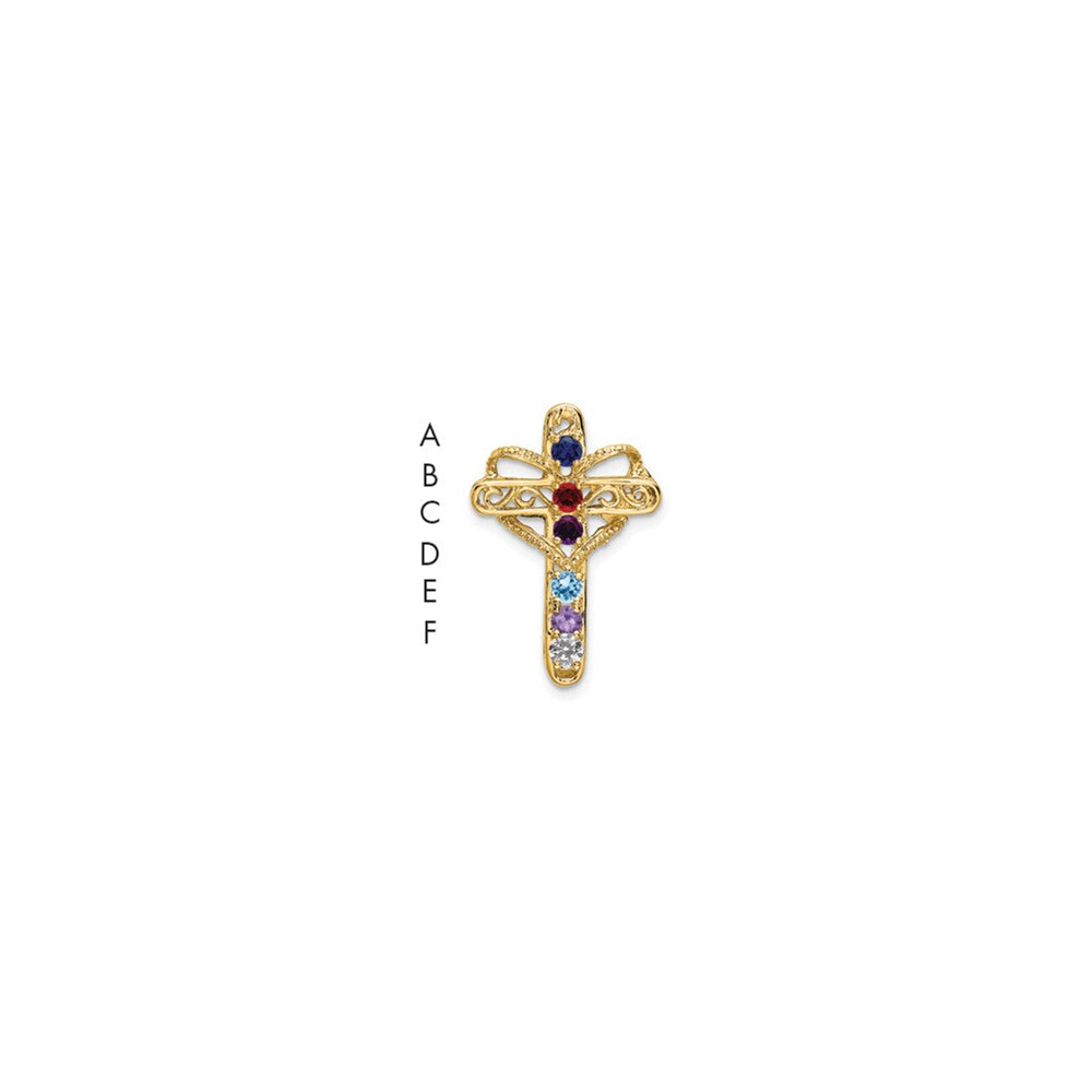 Charlie & Co Jewelry | 14k Genuine 6 Stone Mother's Cross Pendant - Model XMP5/6GY