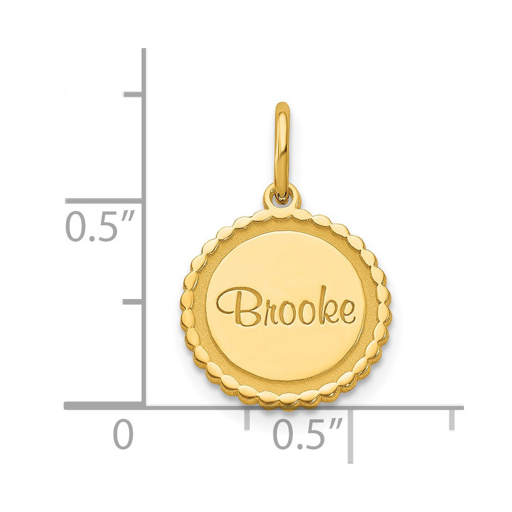 Charlie & Co Jewelry | 14k Yellow Gold Scalloped  Disc With Name Charm - Model XNA107Y