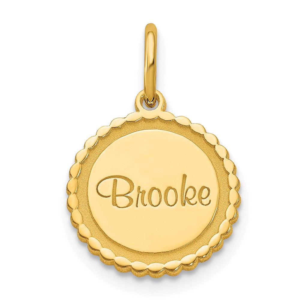 Charlie & Co Jewelry | 14k Yellow Gold Scalloped  Disc With Name Charm - Model XNA107Y