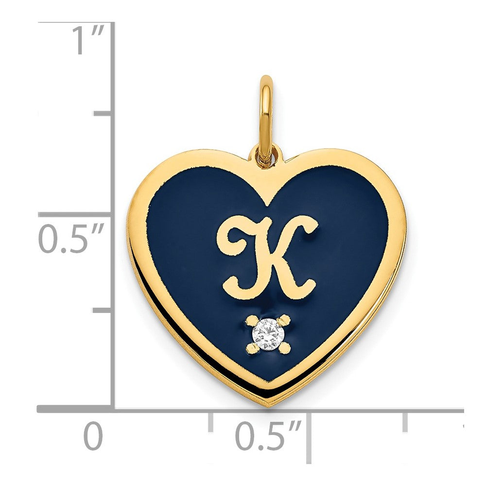 Charlie & Co Jewelry | 14k Yellow Gold Epoxy Heart With Initial And Diamond Charm - Model XNA1165Y