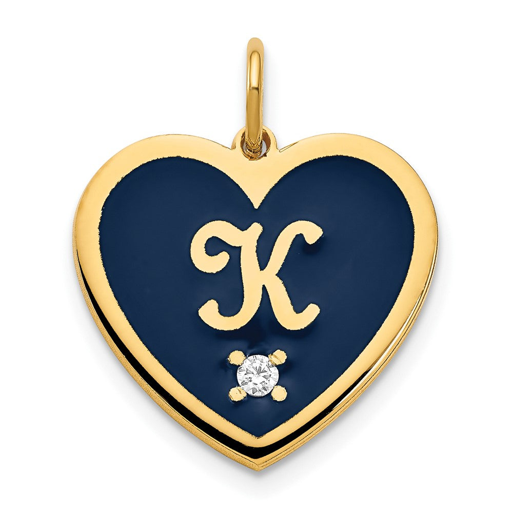 Charlie & Co Jewelry | 14k Yellow Gold Epoxy Heart With Initial And Diamond Charm - Model XNA1165Y