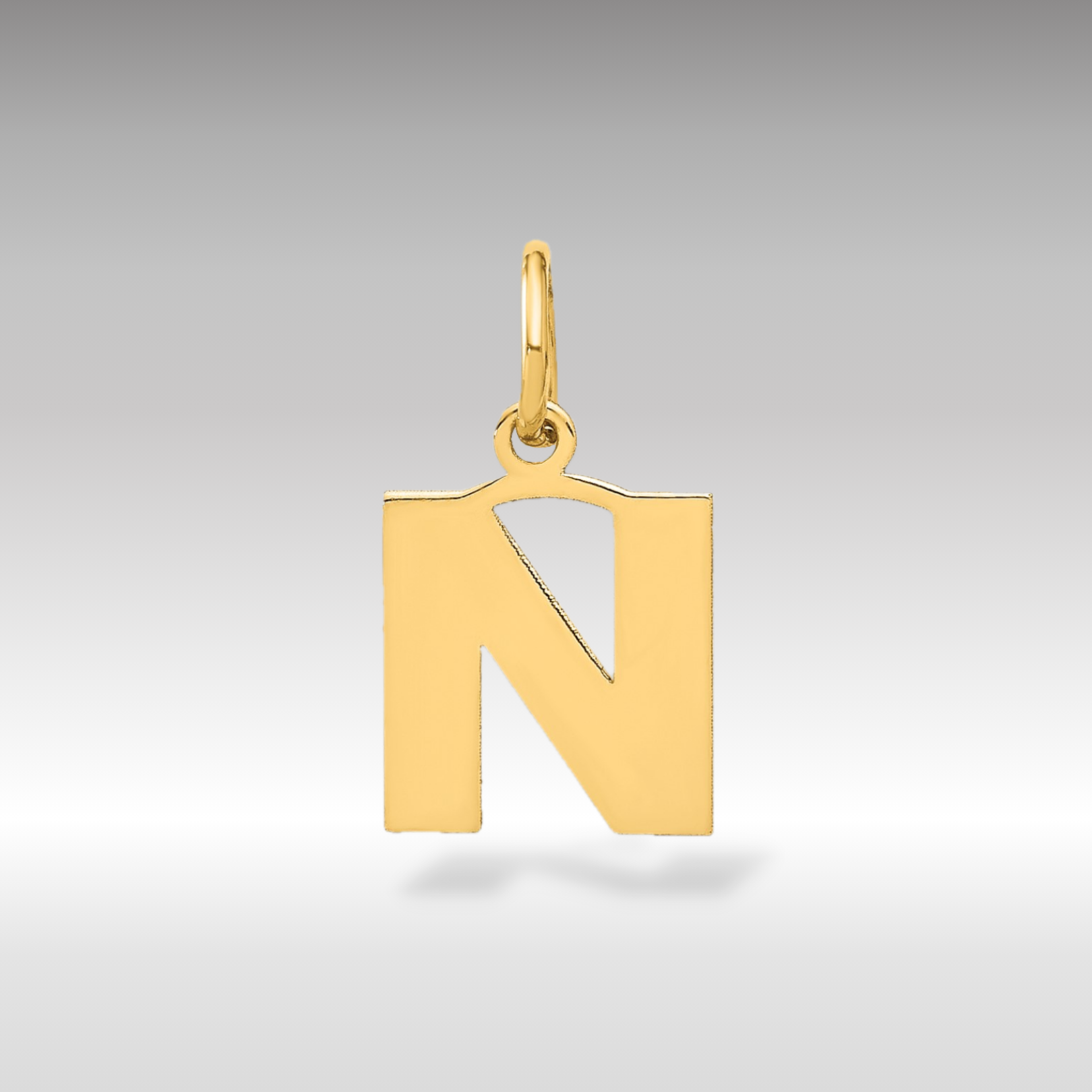 14K Gold Block Letter "N" Initial Pendant - Charlie & Co. Jewelry