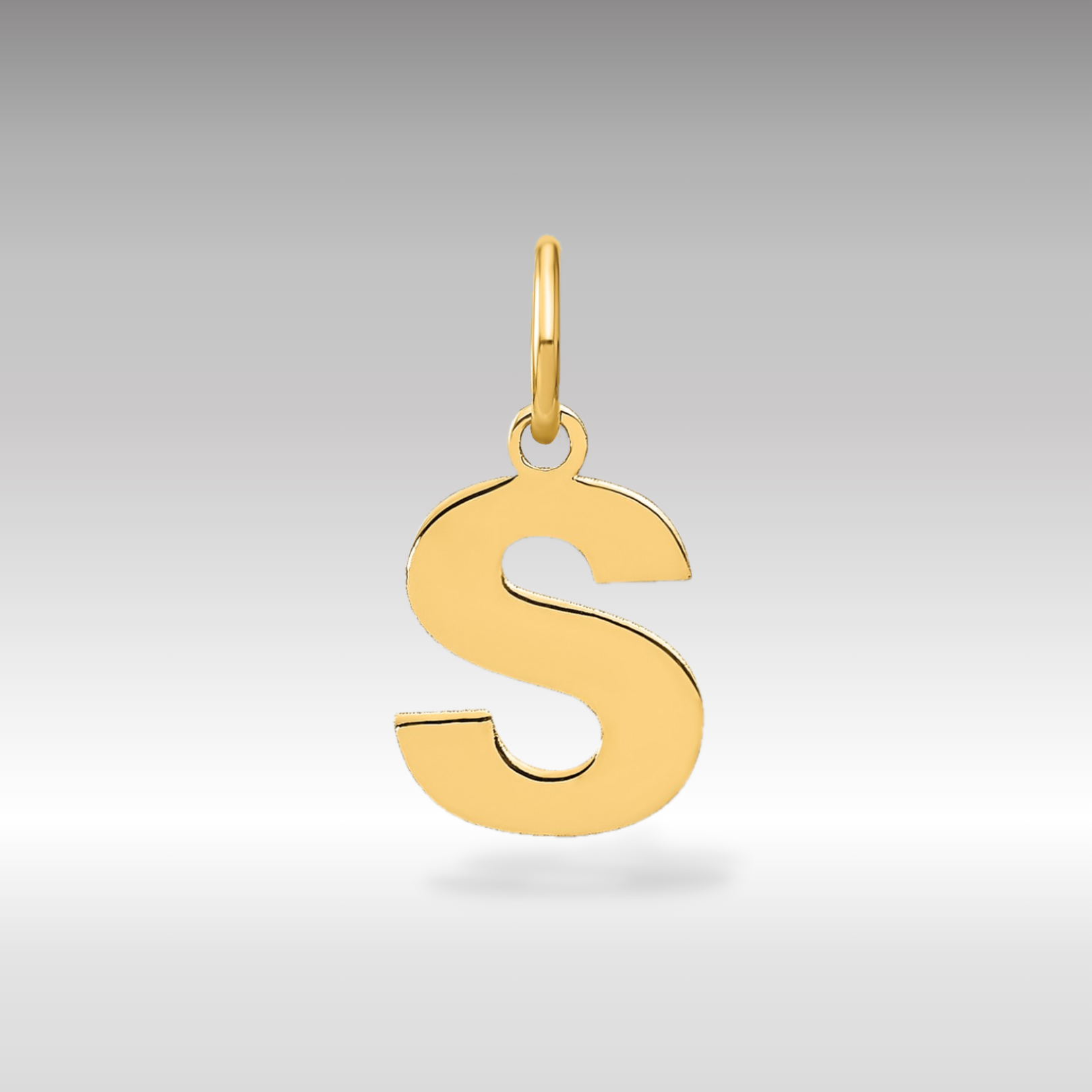 14K Gold Block Letter "S" Initial Pendant - Charlie & Co. Jewelry