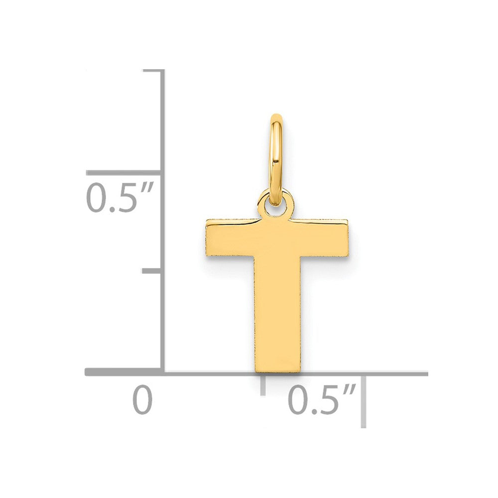 14K Gold Block Letter "T" Initial Pendant - Charlie & Co. Jewelry