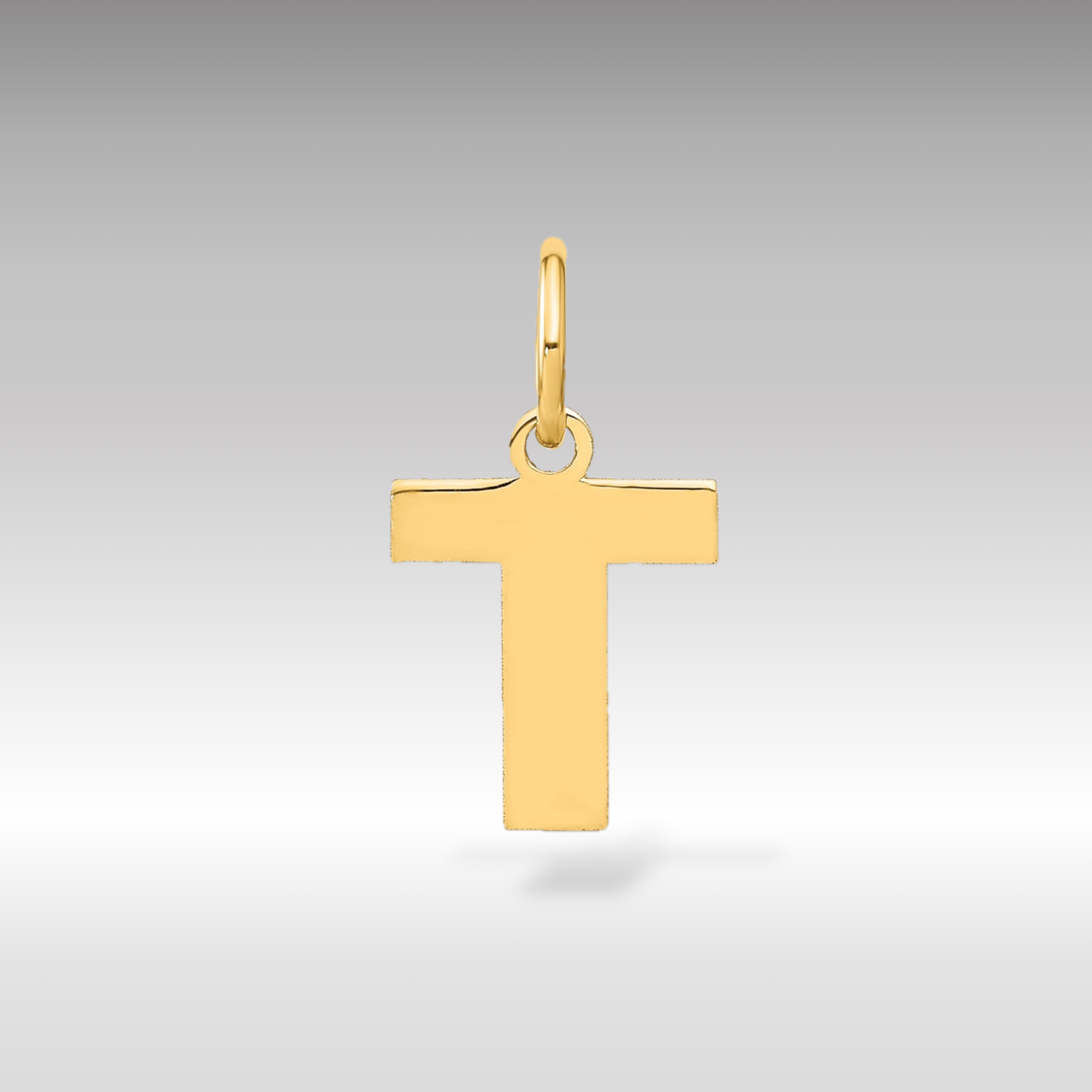14K Gold Block Letter "T" Initial Pendant - Charlie & Co. Jewelry