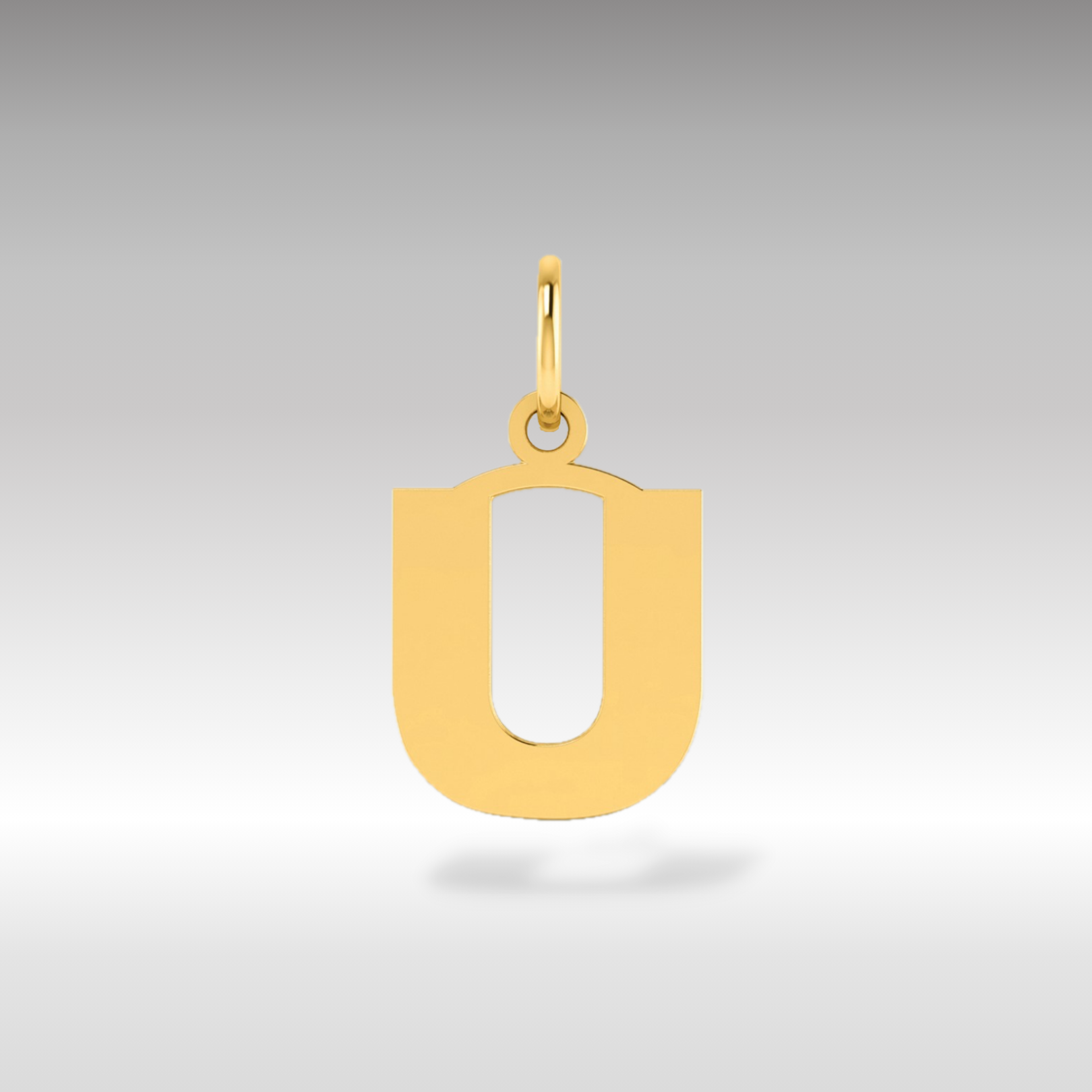 14K Gold Block Letter "U" Initial Pendant - Charlie & Co. Jewelry