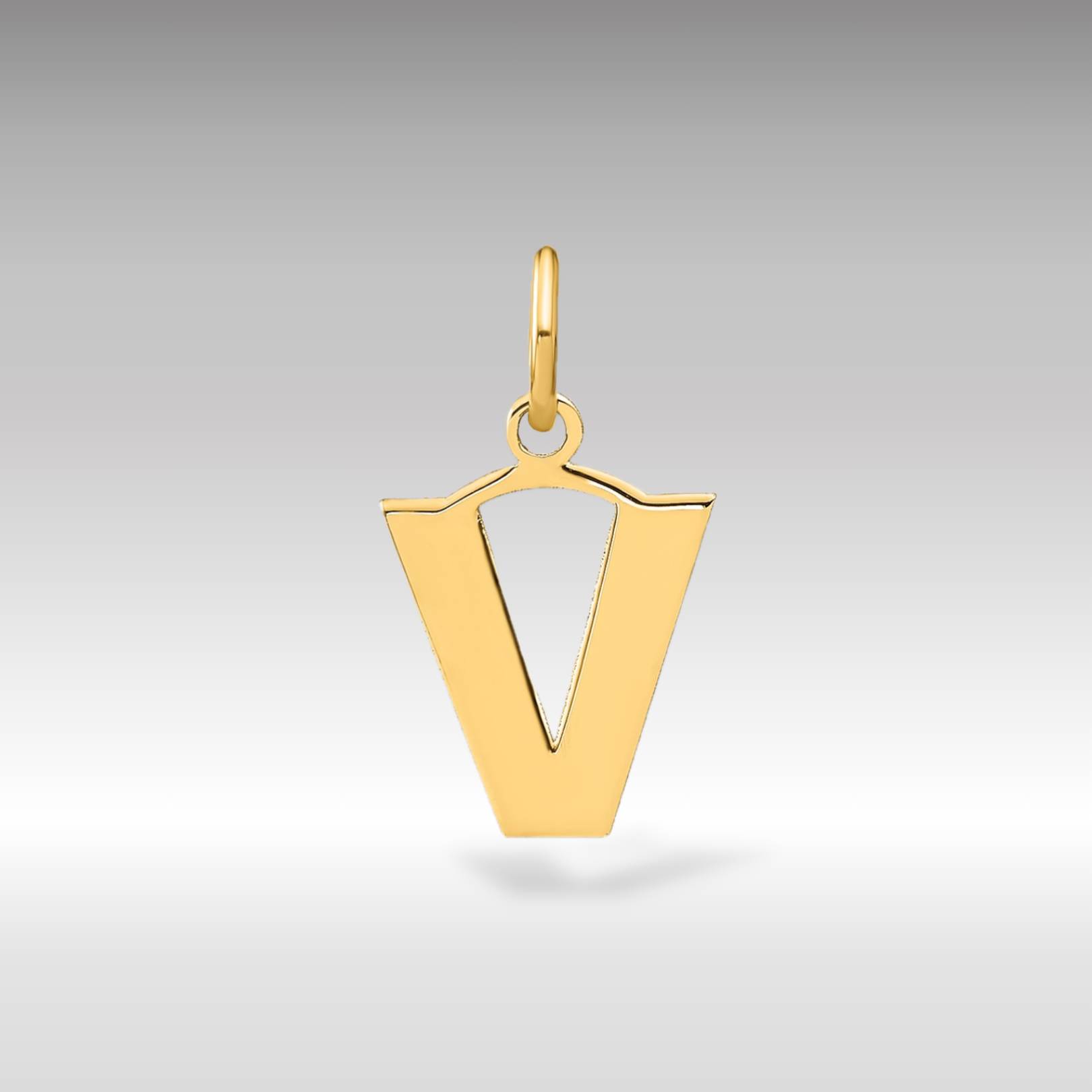 14K Gold Block Letter "V" Initial Pendant - Charlie & Co. Jewelry