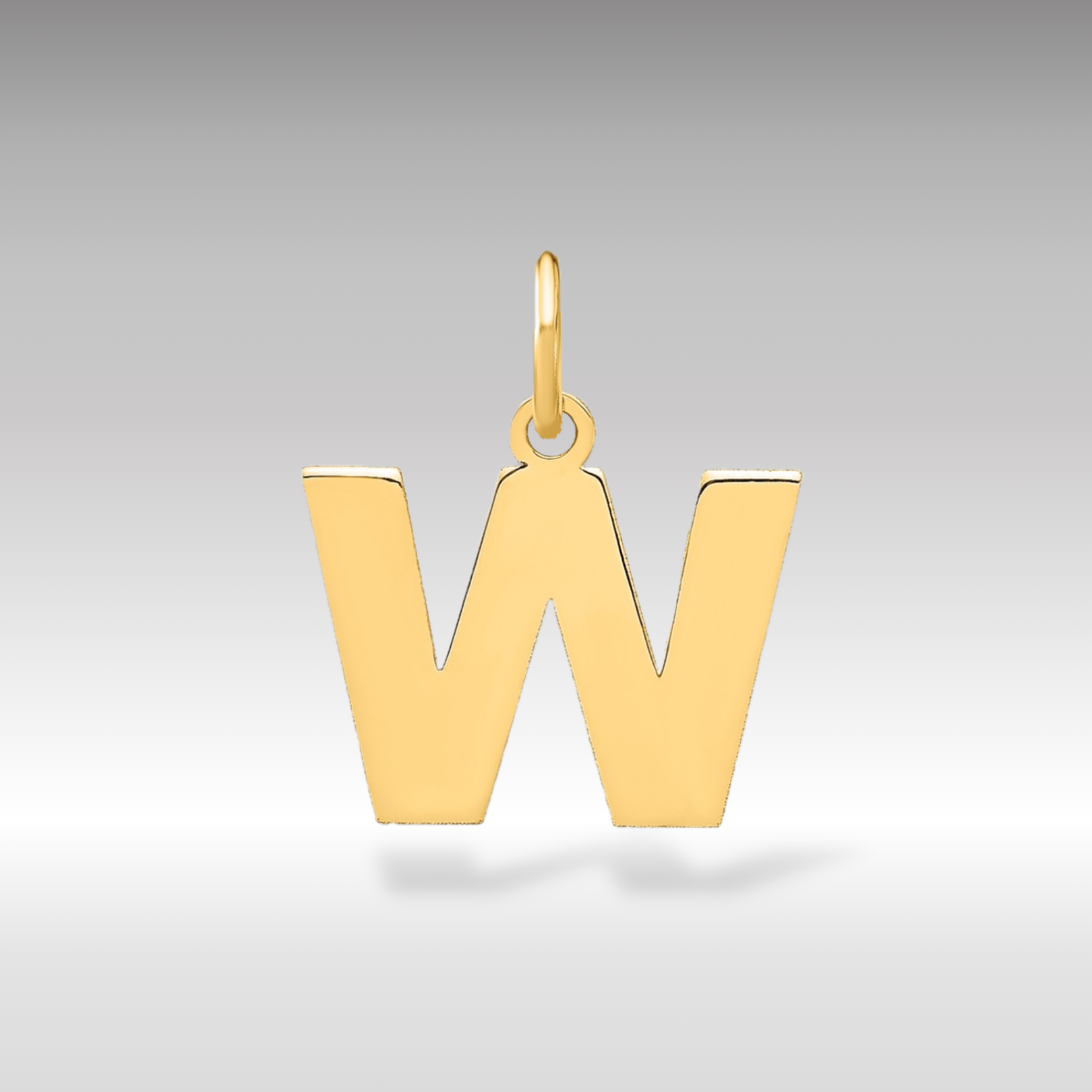 14K Gold Block Letter "W" Initial Pendant - Charlie & Co. Jewelry
