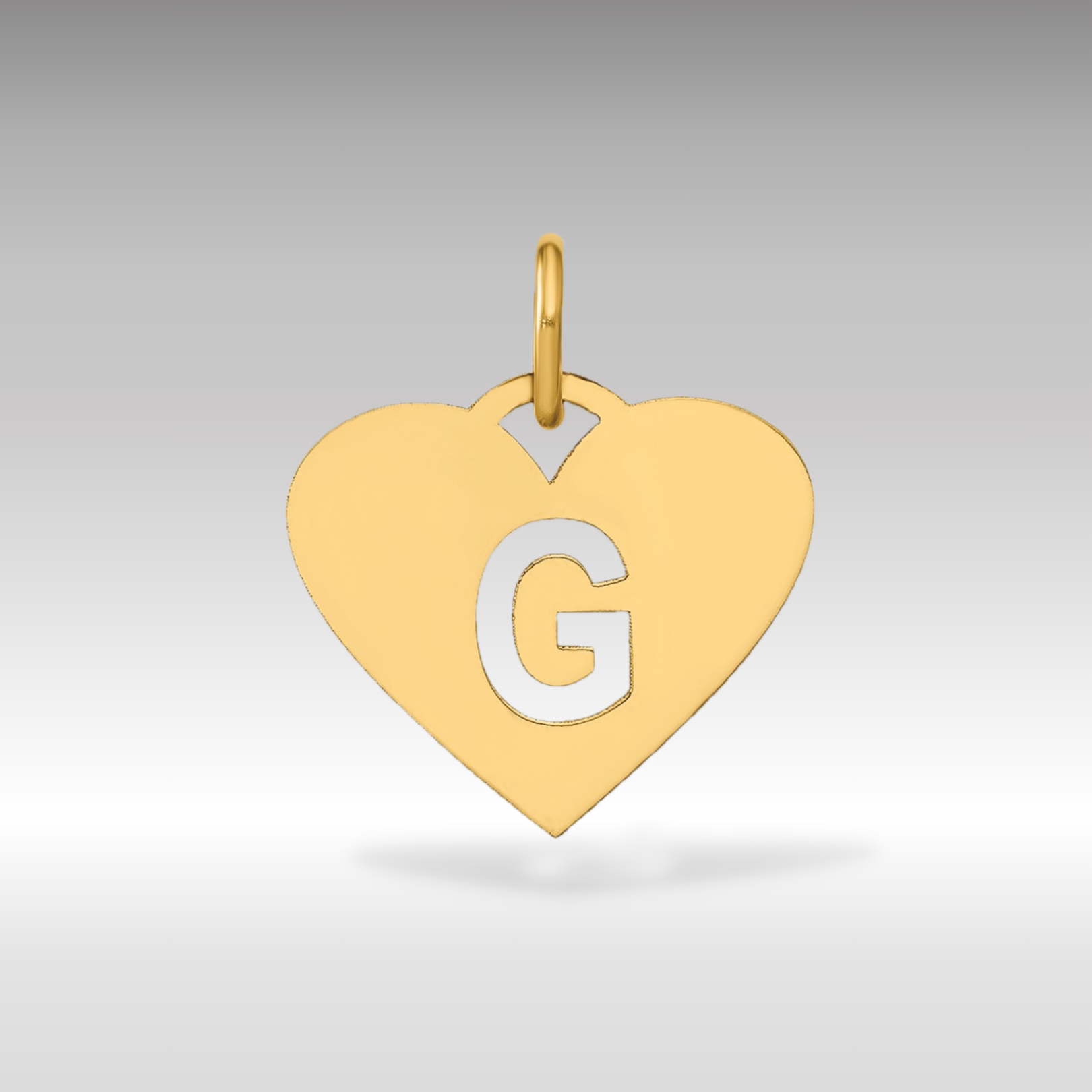 14K Gold Heart Pendant with Letter 'G' - Charlie & Co. Jewelry