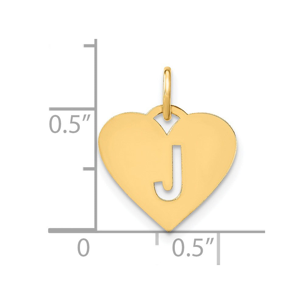 14K Gold Heart Pendant with Letter 'J' - Charlie & Co. Jewelry