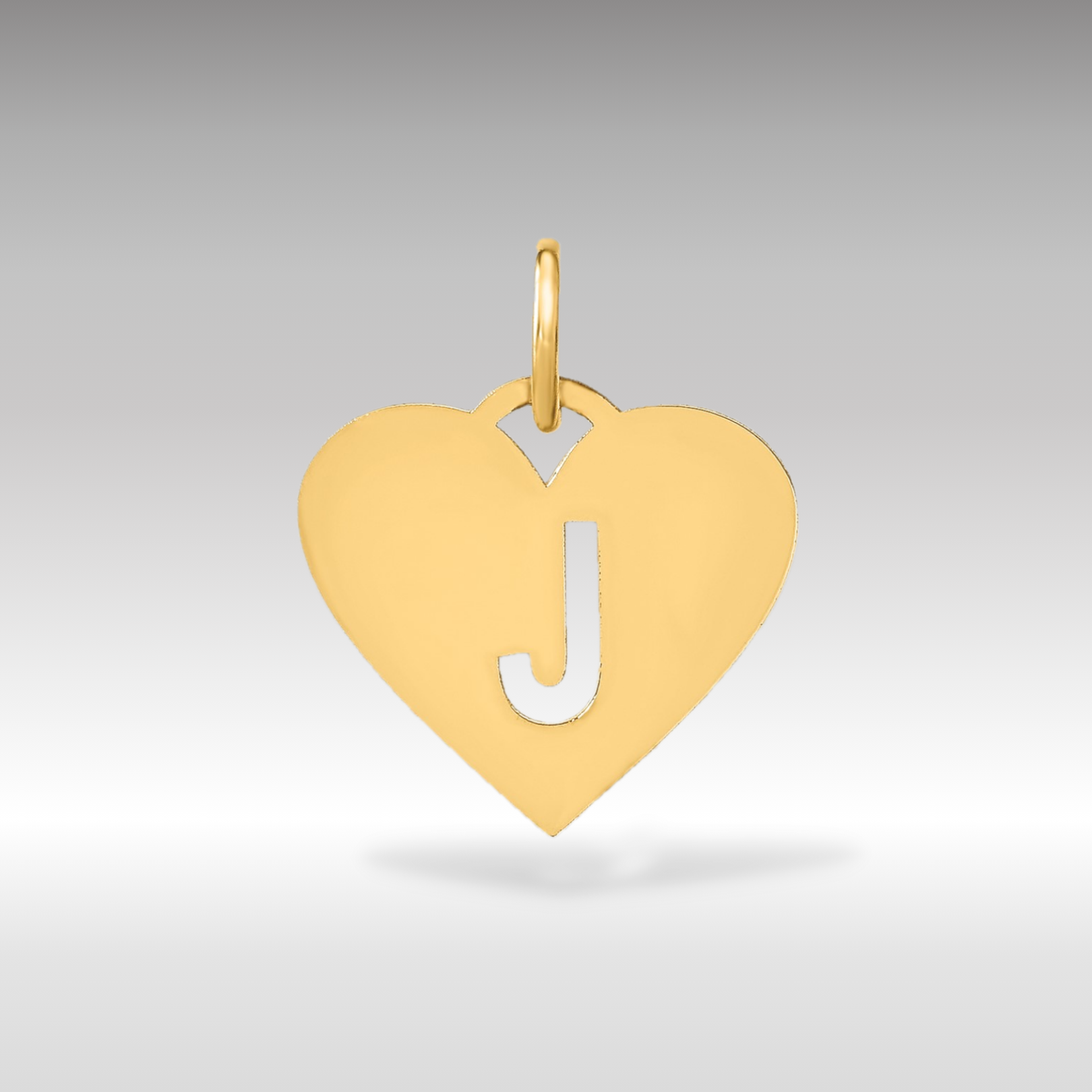 14K Gold Heart Pendant with Letter 'J' - Charlie & Co. Jewelry
