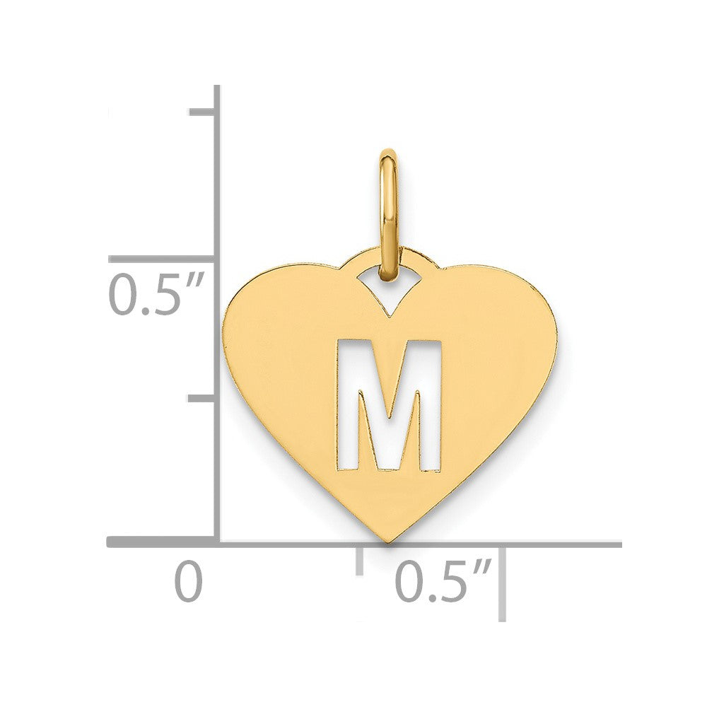 14K Gold Heart Pendant with Letter 'M' - Charlie & Co. Jewelry