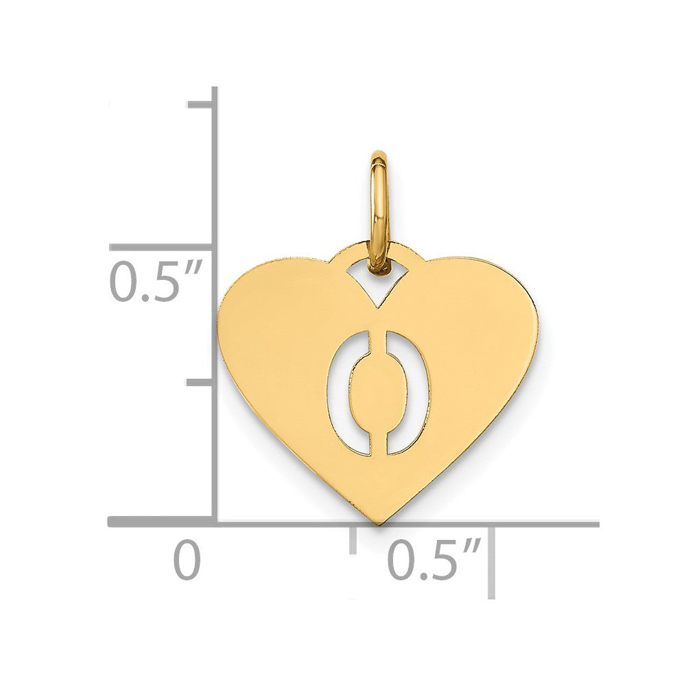 14K Gold Heart Pendant with Letter 'O' - Charlie & Co. Jewelry