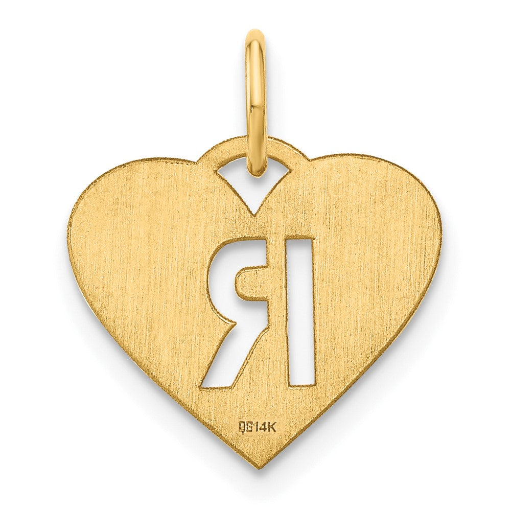 14K Gold Heart Pendant with Letter 'R' - Charlie & Co. Jewelry