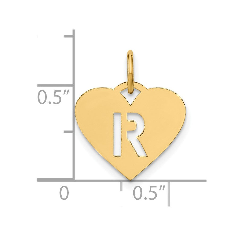 14K Gold Heart Pendant with Letter 'R' - Charlie & Co. Jewelry
