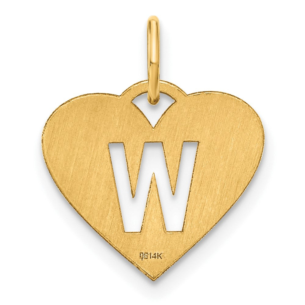 14K Gold Heart Pendant with Letter 'W' - Charlie & Co. Jewelry