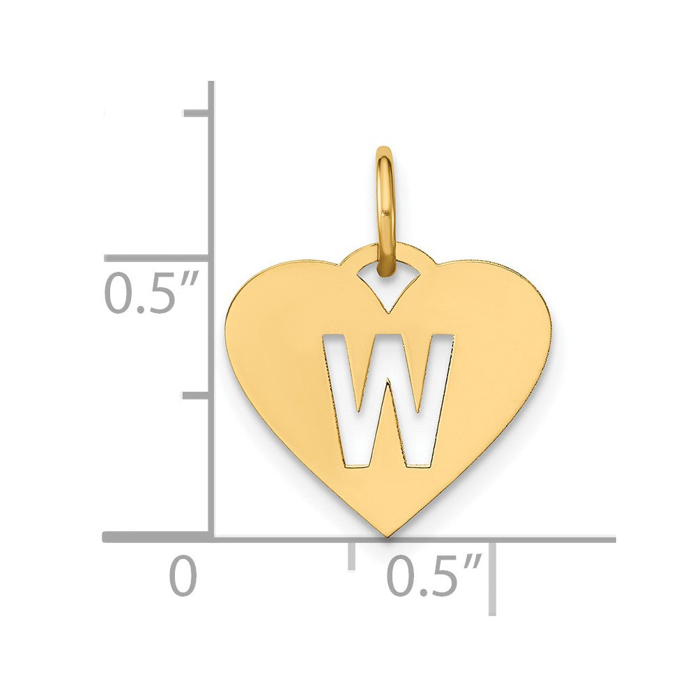 14K Gold Heart Pendant with Letter 'W' - Charlie & Co. Jewelry