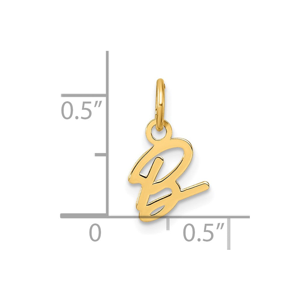 14K Gold Small Script Letter "B" Initial Pendant - Charlie & Co. Jewelry