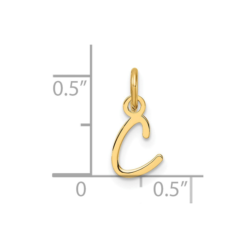 14K Gold Small Script Letter "C" Initial Pendant - Charlie & Co. Jewelry