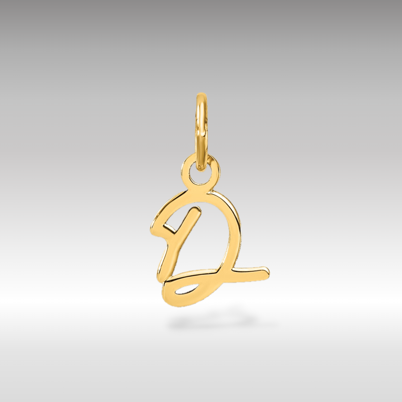 14K Gold Small Script Letter "D" Initial Pendant - Charlie & Co. Jewelry