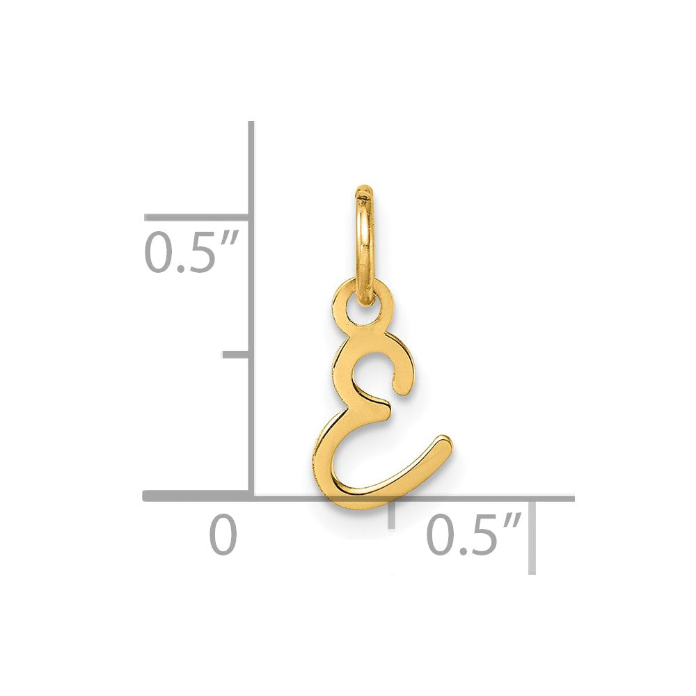 14K Gold Small Script Letter "E" Initial Pendant - Charlie & Co. Jewelry