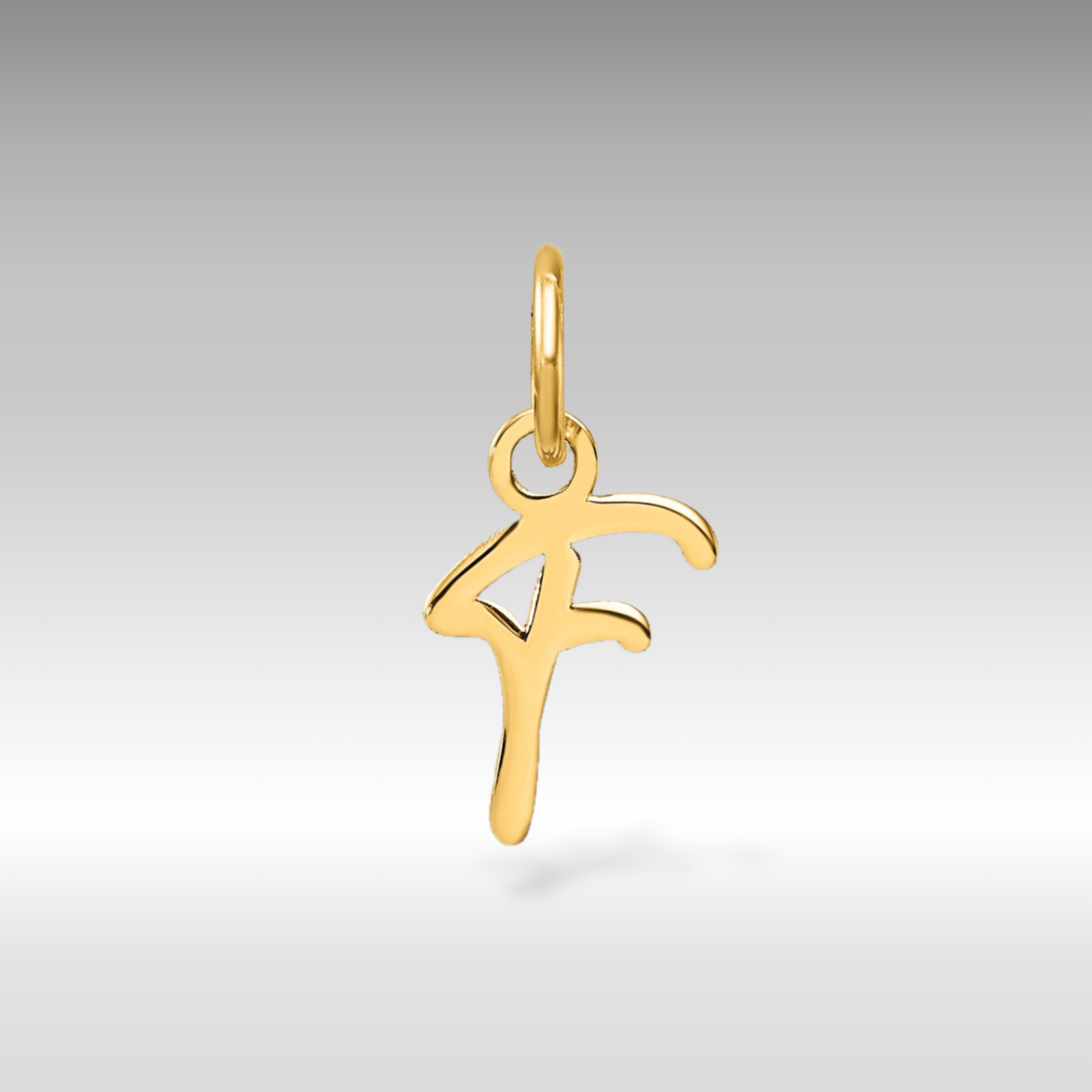 14K Gold Small Script Letter "F" Initial Pendant - Charlie & Co. Jewelry