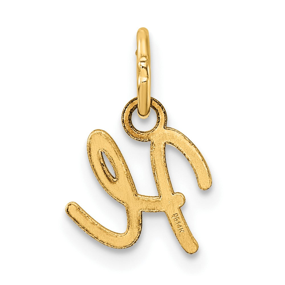 14K Gold Small Script Letter "H" Initial Pendant - Charlie & Co. Jewelry