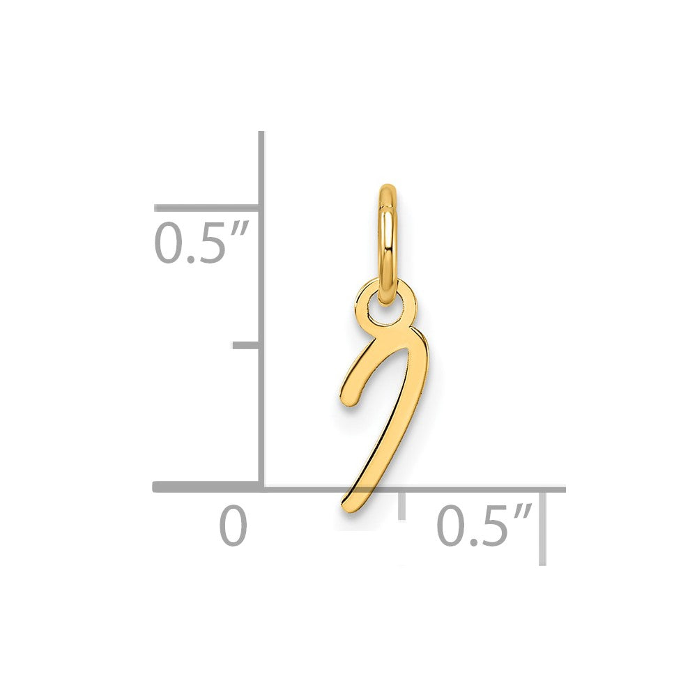 14K Gold Small Script Letter "I" Initial Pendant - Charlie & Co. Jewelry