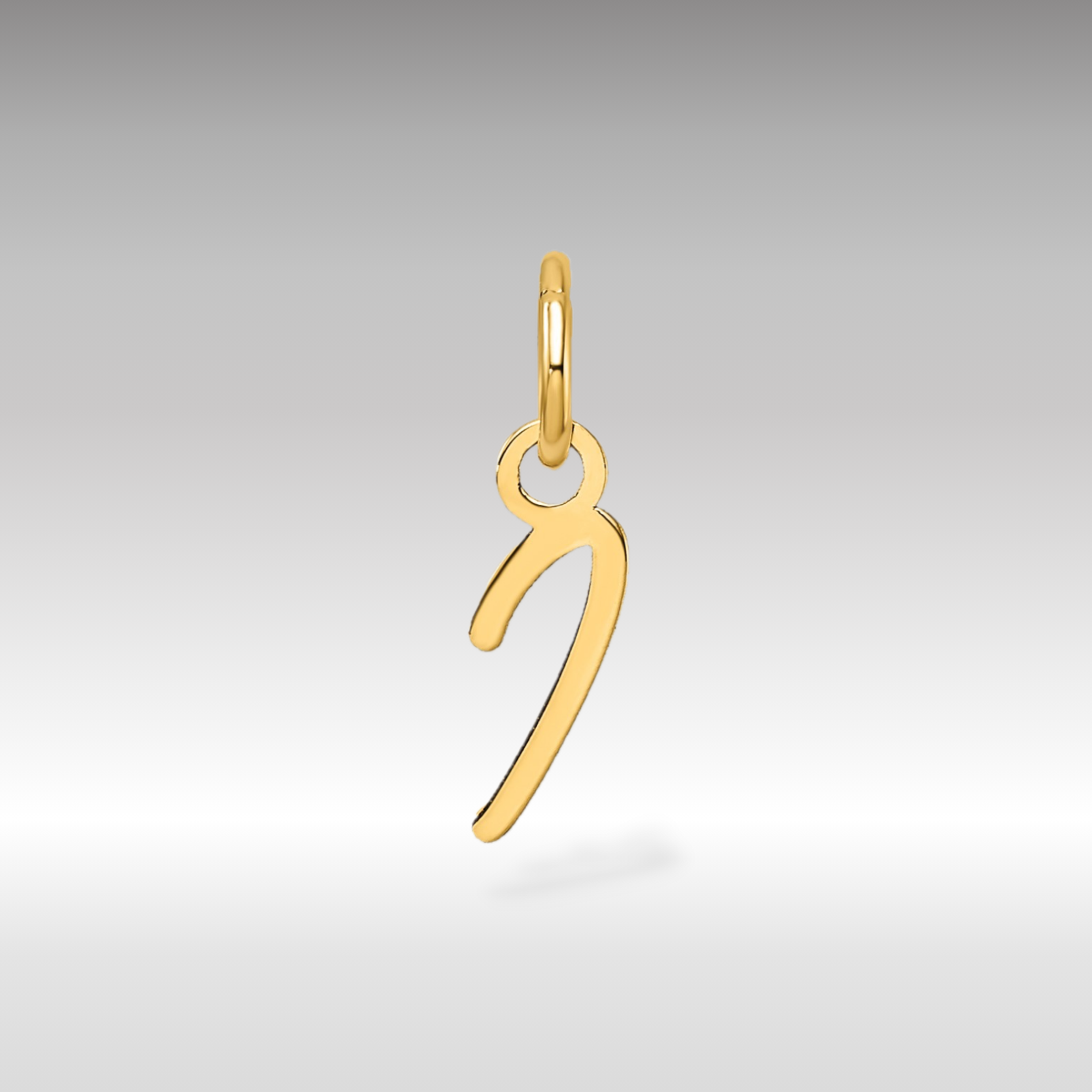 14K Gold Small Script Letter "I" Initial Pendant - Charlie & Co. Jewelry