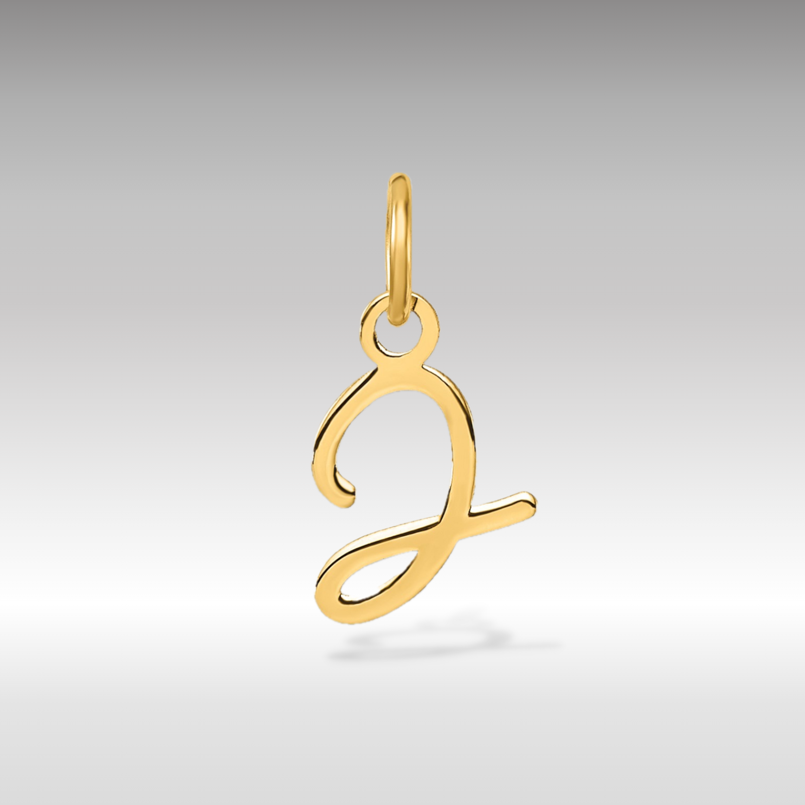 14K Gold Small Script Letter "J" Initial Pendant - Charlie & Co. Jewelry