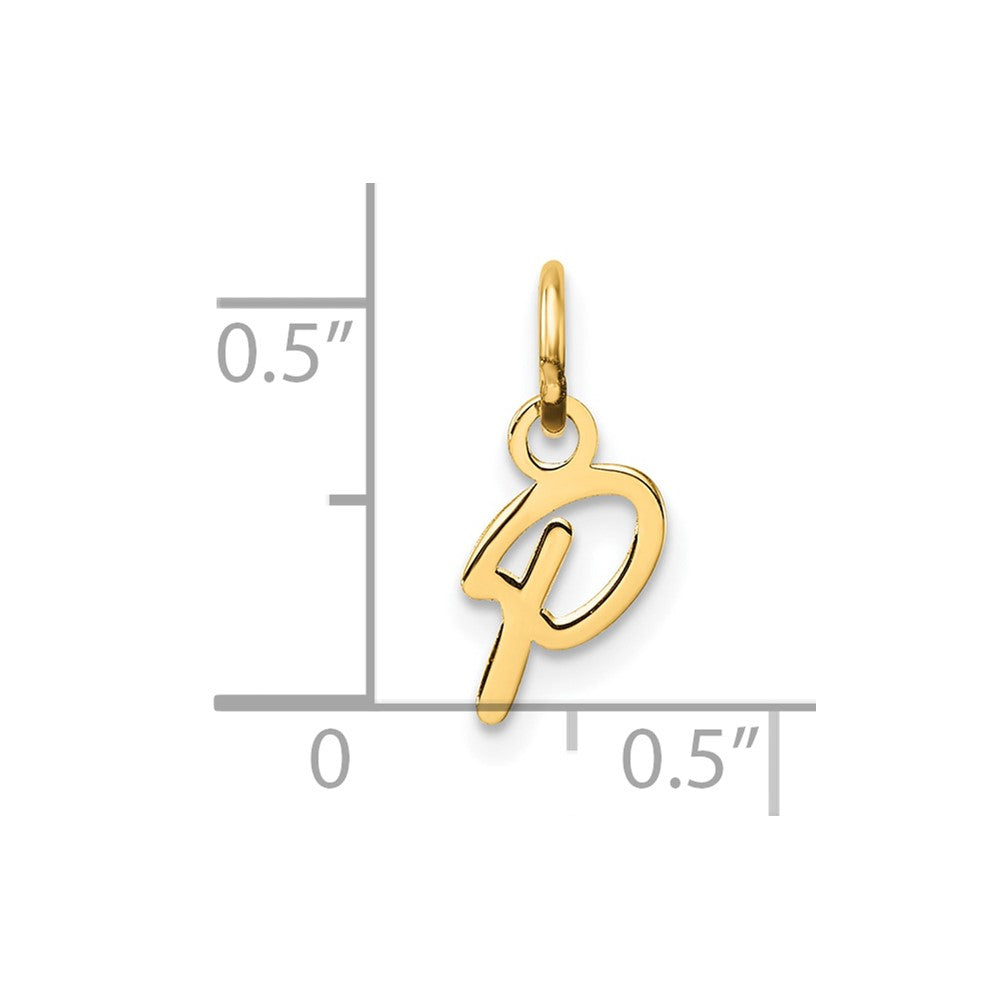 14K Gold Small Script Letter "P" Initial Pendant - Charlie & Co. Jewelry