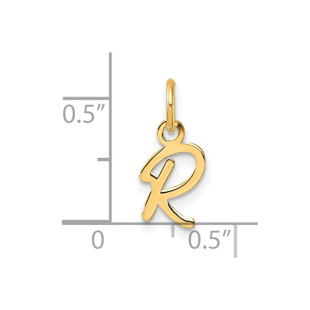 14K Gold Small Script Letter "R" Initial Pendant - Charlie & Co. Jewelry