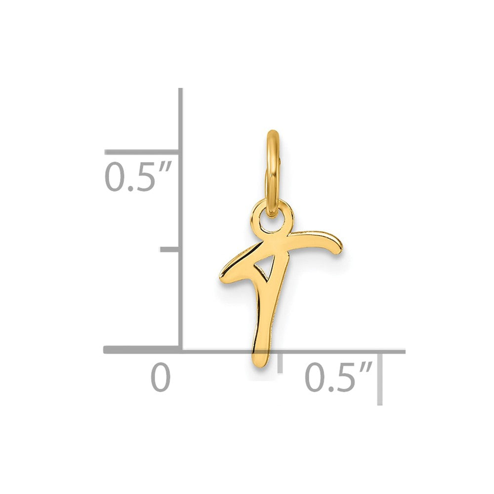 14K Gold Small Script Letter "T" Initial Pendant - Charlie & Co. Jewelry