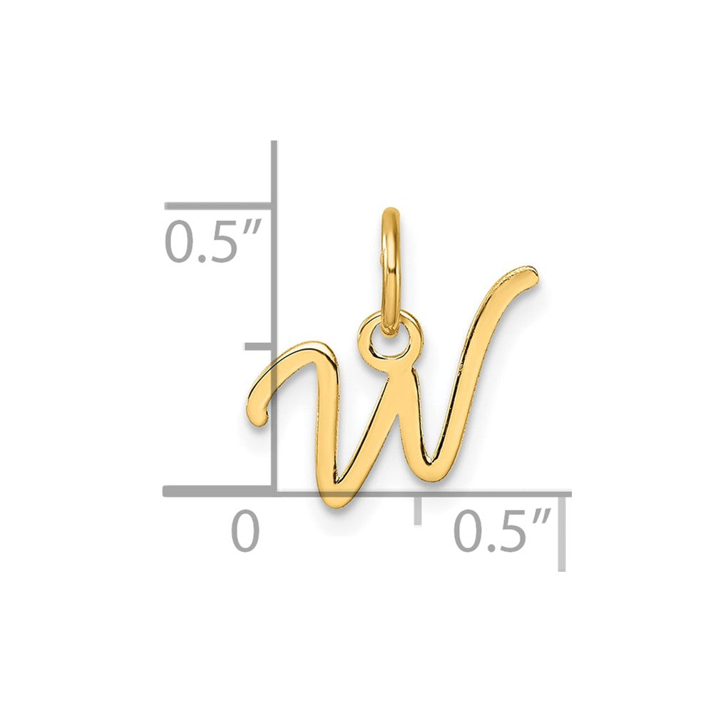 14K Gold Small Script Letter "W" Initial Pendant - Charlie & Co. Jewelry