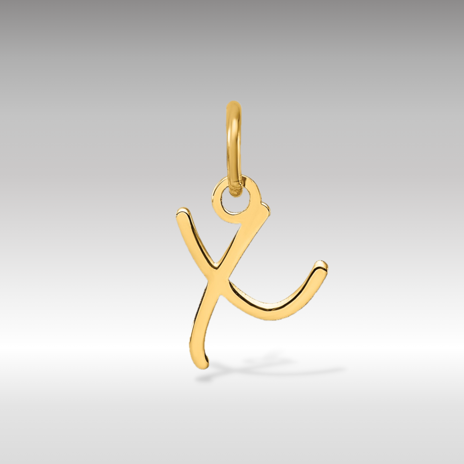 14K Gold Small Script Letter "X" Initial Pendant - Charlie & Co. Jewelry