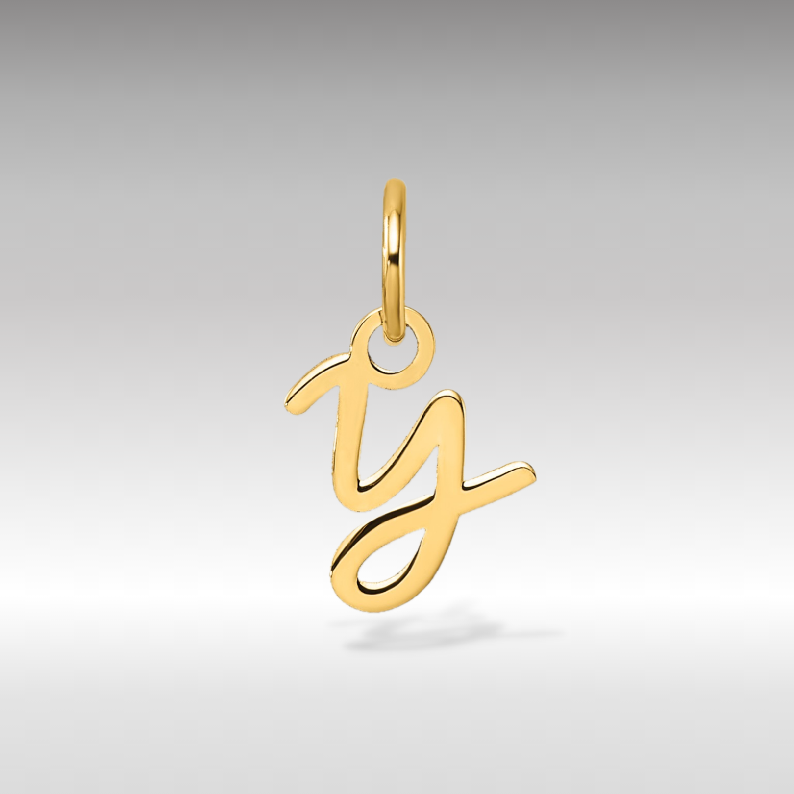 14K Gold Small Script Letter "Y" Initial Pendant - Charlie & Co. Jewelry