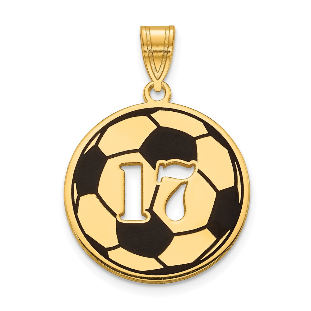 Charlie & Co Jewelry | 14k Yellow Gold Epoxy  Soccer Ball With Cut-out Number Pendant - Model XNA925Y